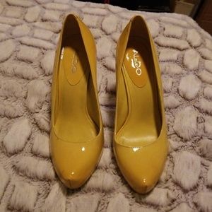 Aldo yellow patent heels